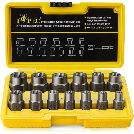 Coffret de 13 extracteur d'écrous, douille pour Boulon endommagés, ensemble d'outils retirer les boulons - (1/5)