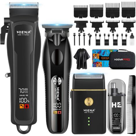 Tondeuse à cheveux pour homme, sans fil, tondeuse barbe, rasoir lames, nez, kit complet de rasage et coupe électrique -