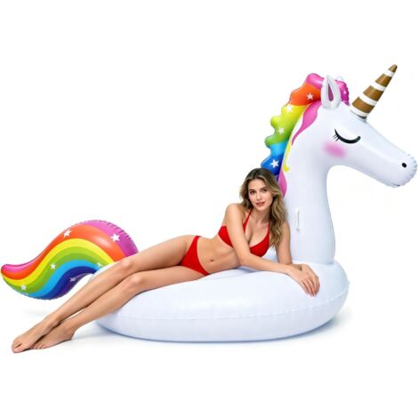 bouée Licorne, Piscine Adulte Gonflable géante, 2,7m × 1,4m 1,2m Jouet Matelas pneumatique, Siège de pour Sports Nautiques – Plaisir à la Plage et fête d’été - (1/5)