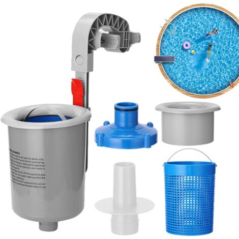 Skimmer Piscine Hors Sol,Kit D'écumoire De Moulue Murale,1400g Bassin Panier À Feuilles Automatique pour Structures Tubulaires en Métal, Jardin, Parc Gris -