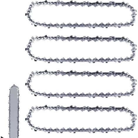 Husqvarna 436 Lot de 4 chaînes tronçonneuse 25 cm 3/8" LP 40 maillons d'entraînement 1,3 mm Chaîne à bras anti-retour compatible avec Einhell GC-LC 18/25 Li & GE-LC - (1/5)