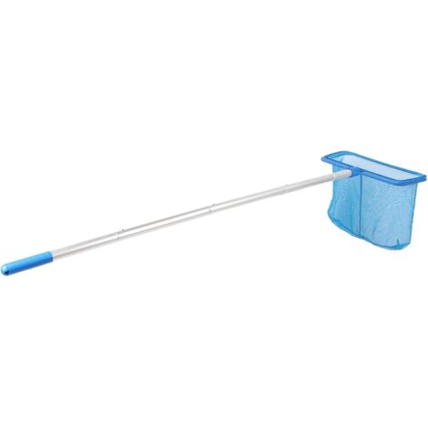 Filet D'écumage de Piscine, écumeur Feuilles à Mailles Fines Durable pour Le Nettoyage Bains Remous, Fontaines Spa 17,3x10,6 Pouces, Poteau 4,5 Pieds Long - (1/5)