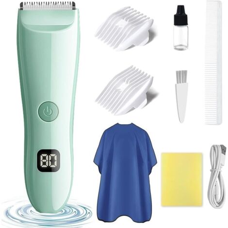 PumpMom Tondeuse à cheveux pour bébé, tondeuse faible bruit enfants, étanche, rechargeable et sans fil nourrissons, tout-petits enfants (vert) - (1/5)