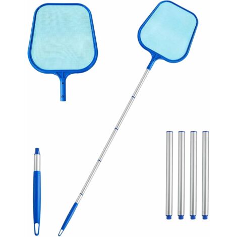 Épuisettes de Surface pour Piscine 150cm Filet Nettoyage Feuilles Écumoire Fines avec 5 Pôle Télescopique Réglable Fontaine Spa Étang Aquarium - (1/5)