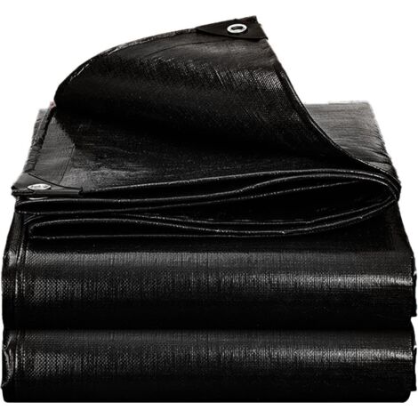Bâche de protection imperméable 150 g/m² résistante et polyvalente, imperméable, anti-déchirures, pour meubles jardin, trampoline voiture, anti-déchirure, recouverte des Noir 1x2M (1/5)
