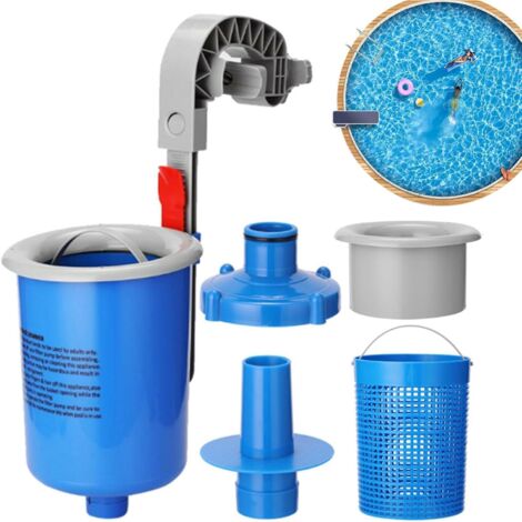 Skimmer De Piscine Automatique Murale,Flottant Hors Sol Automatique, Bassin À Feuilles, Kit Écumeur Pour Piscines, Nettoyage Automatiques Des Feuilles Avec Accessoire Bleu -