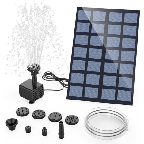 Fontaine Solaire 2.5W Pompe de Exterieure Jardin avec 6 Buses pour Bain d'oiseau, Étang, Piscine, Patio, Décoration A (1/5)