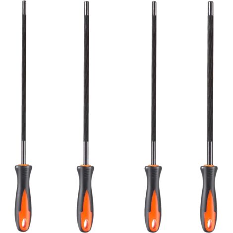 Lime Tronconneuse,4 Pièces Chaine Tronconneuse Affutage de avec Poignée à Râpe en Métal pour Meulage la Tronçonneuse 4 Tailles 3,2 mm/4,0 mm/4,8 mm/5,5 mm - (1/5)