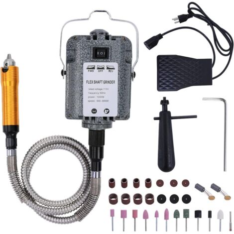 Outil rotatif électrique à ondes flexibles 1000 W 30 000 tr/min avec commande pédale, ponceuse suspendue arbre flexible pour sculpture, kit multifonction travaux manuels tels que la sculpture -