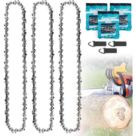 3 x Chaîne Tronçonneuse 35 cm, 3/8" LP 52 Maillons, Jauge 1,3 mm – de Rechange Antirebond pour Guide 14 Pouces, Compatible avec Husqvarna Dolmar Einhell Makita Hitachi Oregon - (1/5)