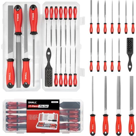 Coffret de 17 limes à métaux, pour métal, bois et plastique, 4 main 12 aiguilles, brosse métallique, lime râpes haute qualité avec boîte rangement - (1/5)
