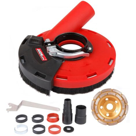 Capot de Protection Meuleuse Angulaire 115/125mm avec bague d'adaptation et connecteur d'aspirateur +Disque Diamant à Meuler Béton 125mm - 115 mm/125 mm for Concrete