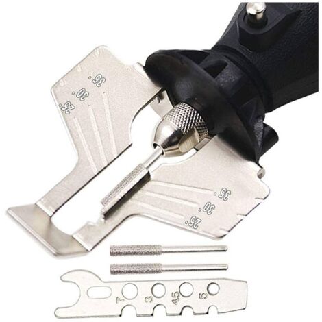Kit d'affûtage de scie rotative pour perceuse électrique, aiguiseur à main, tondeuse gazon et outil jardin compatible avec la plupart des outils rotatifs -