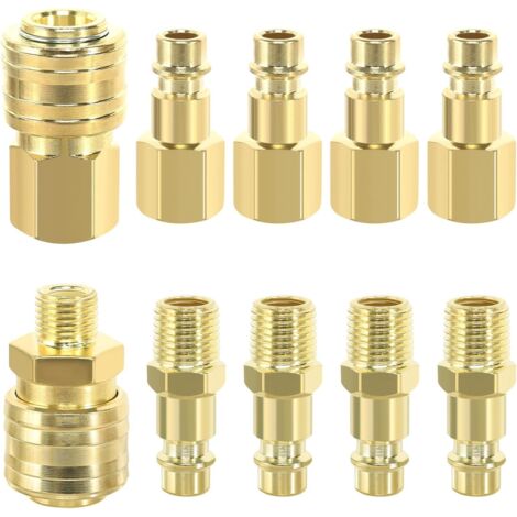 10 Pièces Raccord Rapide Air Comprimé 1/4" BSP de Compresseur Pneumatique Accessoires d'Air pour les Outils Pneumatiques Compresseurs - (1/5)