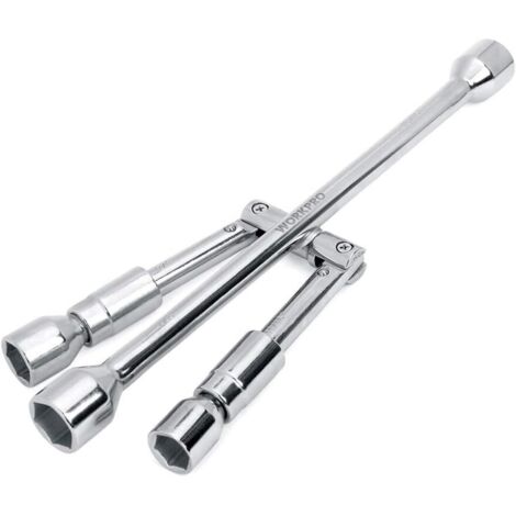 Clé pour écrous de roue, 4 Douilles croisées 17/19/21/23 mm pliables Outil douille clé roue pneu voiture en croix roues - (1/5)