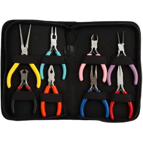 8 Pcs/ensemble Mini Pinces En Acier Longue Ronde Nez Plat Bijoux Outils Kit Fabrication de Outil Traitement Fournitures pour la Réparation Emballage Fil Artisanat - (1/5)
