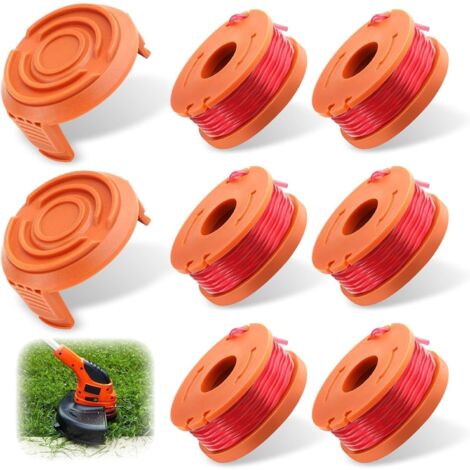 6 Pièces Fil Coupe Bordure Compatible avec WORX 2 Couvercle, Bobine de Rechange WA0004.1/WA0010, Ø 1,65mm & 3m pour Worx WG150/WG173E/WG183E/WG118E -