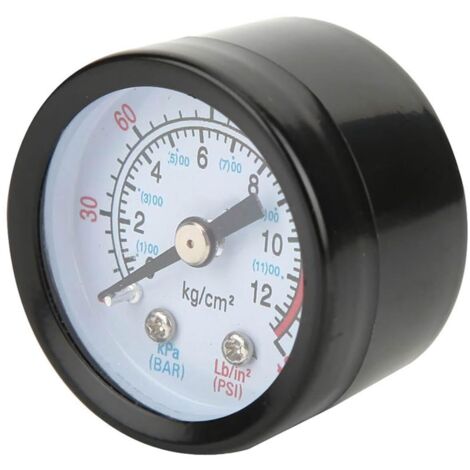 Manomètre compresseur air 42 mm montage inférieur, manomètre pression pneumatique pour à piston et vis, boîtier fonte noire, affichage clair robuste - (1/5)