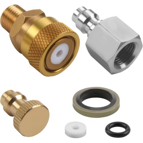 Kit adaptateur universel BSP à dégagement rapide de 1/8" pour fusils air comprimé PCP, raccords connecteur rapide, tuyau compresseur d'air, déconnexion connecteurs charge - (1/5)
