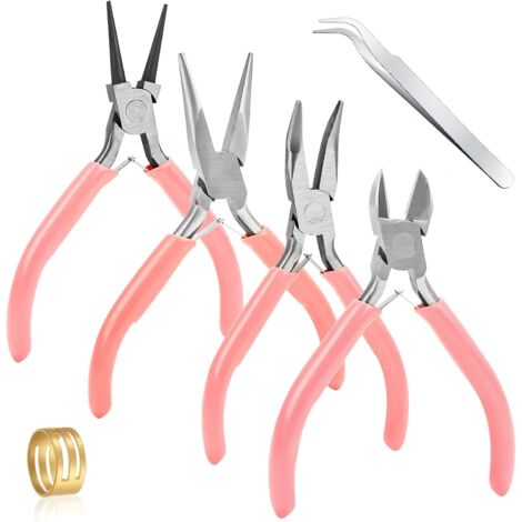 Set de pinces à bijoux, pince set d'outils bijouterie avec aiguille, chaîne, coupe-fil, idéal pour la création fabrication bijoux - (1/5)