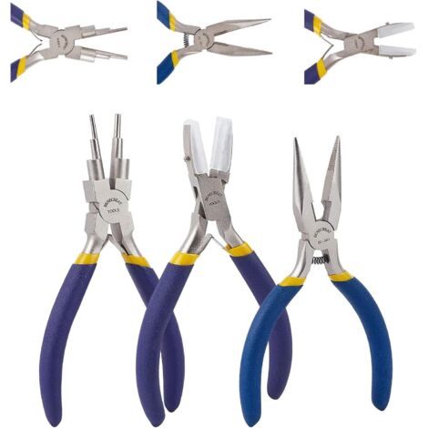 Ensemble d'outils de 3 pièces Pince à Bijoux, 6 en 1 Boucles Fabrication Nylon Double À Bail Mâchoires - (1/5)