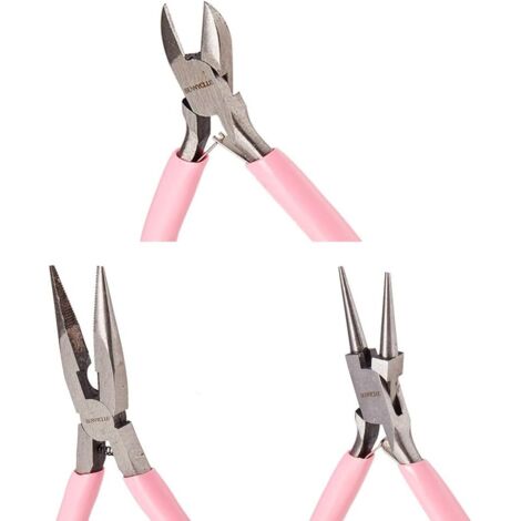 Lot de 3 Pinces à Bijoux Professionnelles précision pour la Fabrication - coupante latérale Bec Long avec coupeur Rond Rose Roses Débutants (1/5)