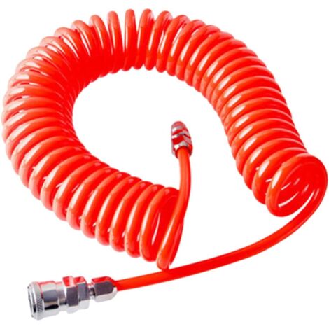 Tuyau Flexible à Ressort pour Compresseur Air PU avec Raccord Rapide Rétractable Haute Résistance Outils Pneumatiques et Compresseurs - (1/5)