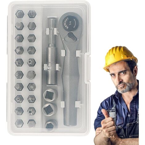 Ensemble de clés à cliquet Kit d'outils réparation haute résistance avec aimant intégré, mini tournevis cliquet, pour ordinateur, TV, composants mécaniques d'assemblage électronique - (1/5)
