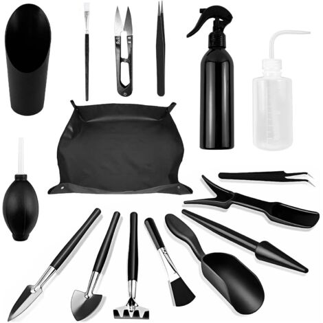 Kit d'outils pour bonsaï, 16 pièces, avec tapis de rempotage étanche, mini outils de jardinage pour jardinage, rempotage, plantes grasses, entretien des plantes (1/5)