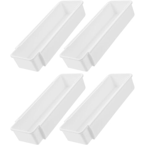4 Pièces Organisateur Rangement Blanc Tiroir Extensible de Cuisine en PP Moderne Compact Construction Solide et Nettoyage Simplifié Couverts - (1/5)