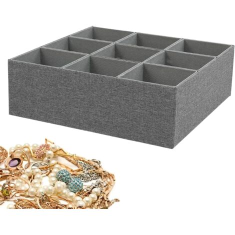Organiseur de tiroir pour sous-vêtements 9 compartiments en tissu commode, cuisine, salle bain, chambre d'enfant, placard, coiffeuse, dortoir, vêtements, culotte, écharpe - (1/5)
