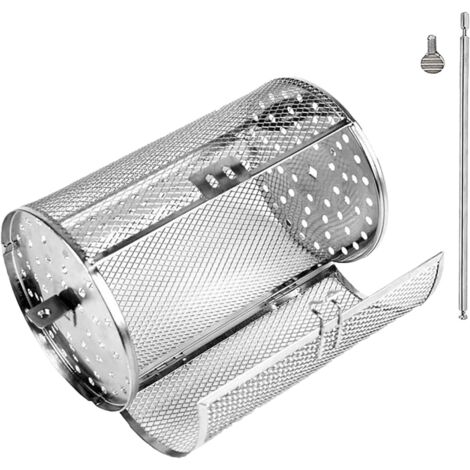 Panier de barbecue rotatif, en acier inoxydable, panier à friteuse air pour le camping, rôtir rond, frites, frites la cuisson des noix, grains café, du Type B - (1/5)