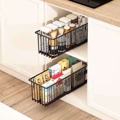 Lot de 2/4 tiroirs rangement pour cuisine, organiseur d'armoire coulissant, boîte autocollante, épices d'armoire, organisateur d'articles d'armoire/salle bain 2PCS - (1/5)