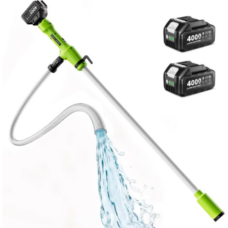 Pompe de transfert sans fil pour eau/diesel, filtre Ø5,6cm, 2725l/h vidange, autonomie 60min, hauteur 5m pour sous‑sol, piscine, étang, fûts pluie, bateau, aquarium, camping‑car