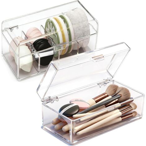 2er-Set Boite Rangement Maquillage Transparent, Organisateur de Acrylique, Tiroirs D'organisation Cosmétique pour Cosmétiques Fourniture Scolaire - Type 2 (1/5)