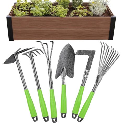 Petit ensemble d'outils de jardinage 6 pièces ergonomique robuste en d'aluminium Kit d'outils pour jardin et extérieur Entretien des dans des pots de fleurs et lits (1/5)