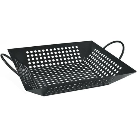 Panier pour barbecue extérieur – de cuisson sans acier 37,5 x 30,5 5,6 cm, noir, légumes, poulet et teppanyaki - (1/5)