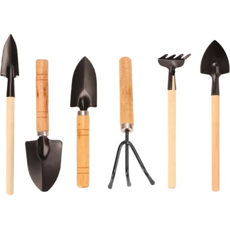 6 Pièces Outils de Jardinage Miniatures – Kit Pelle, Râteau, Griffe pour Plantation, Désherbage, Sol – Acier Inoxydable & Poignée en Bois – Idéal Balcon, Potager, Cadeau Jardinier Débutant (1/5)