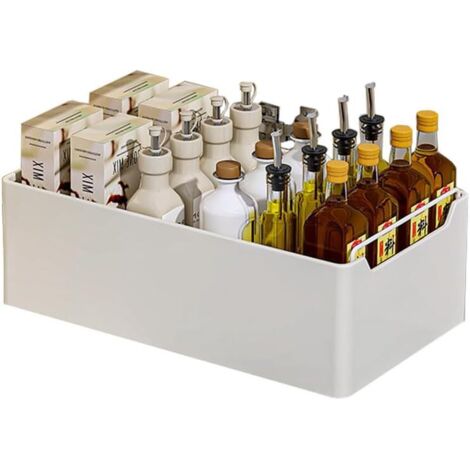 Tiroir Extensible Cuisine, Organisateurs de Cuisine Extensibles Sans Perçage, Organisateur Placard en Métal Extensible, Blanc, 20 cm L x 43 P 14 H Cm Large - (1/5)