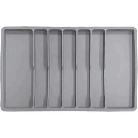 Organiseur de tiroir à couverts, organiseur en silicone, plateau d'argenterie, boîte rangement 7 compartiments pour ustensiles cuisine, fourchettes, couteaux - (1/5)