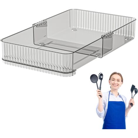 Organiseur de tiroir à ustensiles Tiroir rangement pour armoires, bacs maquillage, gadgets cuisine, bureau travail, plateau salle bain Large - (1/5)