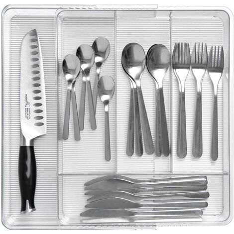 Organiseur De Rangement Extensible Pour Tiroir, 5 Compartiments Plateau Cuisine, Cuillères, Ustensiles Support Gadgets - (1/5)