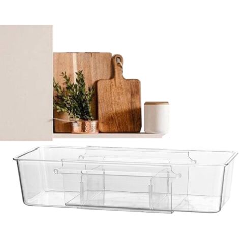 Plateaux de rangement pour tiroir cuisine – Ensemble d'organiseurs rétractables transparents Séparateurs bureau en acrylique Bac Claire - (1/5)