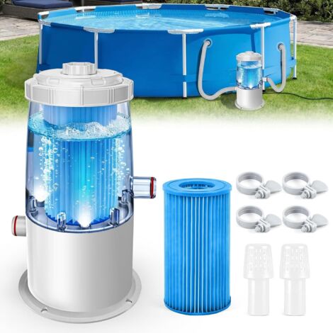 Pompe Filtre Piscine Hors Sol - Pompe de Filtration Débit 3785 L/h Économique 90W, Pompe Piscine avec Filtre à Cartouche Lavable Installation Facile Pour Piscines Jusqu‘à 10m³