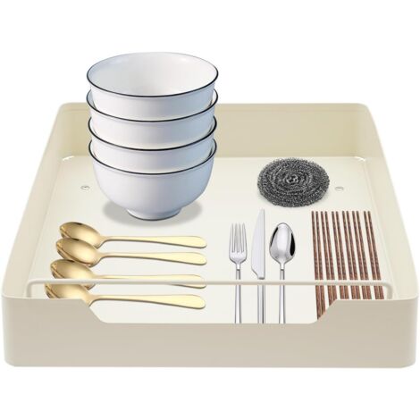 Tiroir télescopique, blanc, pour armoires de cuisine, organiseur, tiroir, sans perçage ni clouage, cafétérias, cuisines, magasins thé, cafés, garde-manger, salles bain - (1/5)