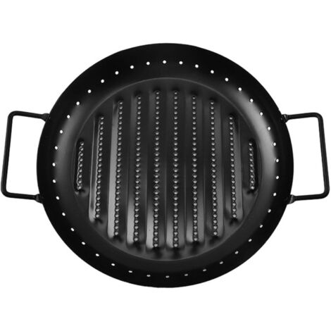 Plateau de barbecue rond anti-adhésif, pour camping, pique-nique, panier cuisson portable avec répartition uniforme la chaleur et construction en fer facile à nettoyer - (1/5)