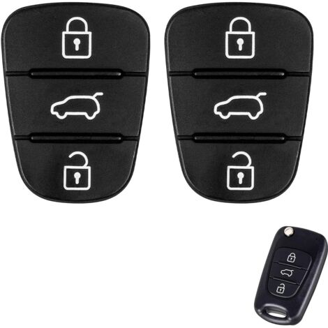 2 Coque clé de Voiture, Silicone Noir, 3 Boutons, Compatible Hyundai Kia (1/5)
