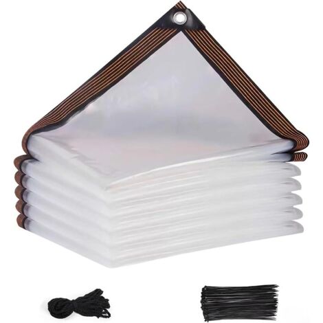 2 x m Bâche Transparente Exterieur avec Oeillets, de Serre Corde 5 et 25 Câble, Baches Protection pour Meubles Jardin, Animaux Compagnie, Jardin Hiver - (1/5)
