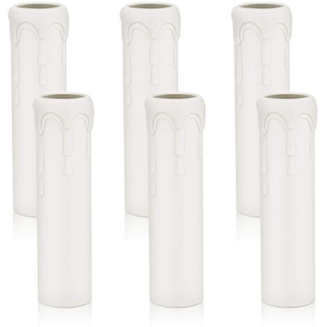 Lot de 6 Douille E14 Plastique Blanc 100mm Gouttes Décoration Lustre (1/5)
