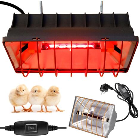 1 Lampe chauffante, 175 W, lumière rouge infrarouge, thermostatique automatique, ABS, pour poussins et poulailler